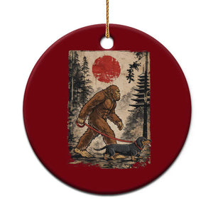 Bigfoot Dachshund Lovers Ceramic Ornament Japanese Vintage Graphic Ukiyo-e Art Sasquatch Wiener Dog Gift TS10 1pc Red Print Your Wear