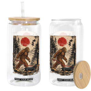 Bigfoot Dachshund Lovers Glass Can Japanese Vintage Graphic Ukiyo-e Art Sasquatch Wiener Dog Gift TS10 Print Your Wear