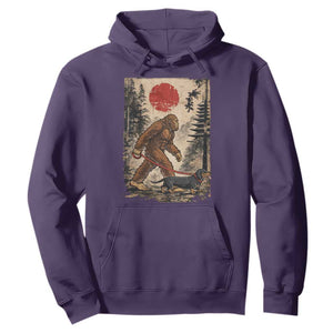 Bigfoot Dachshund Lovers Hoodie Japanese Vintage Graphic Ukiyo-e Art Sasquatch Wiener Dog Gift TS10 Purple Print Your Wear