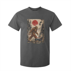 Bigfoot Dachshund Lovers T Shirt For Kid Japanese Vintage Graphic Ukiyo-e Art Sasquatch Wiener Dog Gift TS10 Dark Heather Print Your Wear