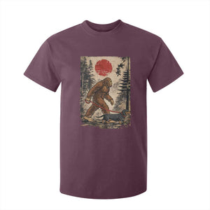 Bigfoot Dachshund Lovers T Shirt For Kid Japanese Vintage Graphic Ukiyo-e Art Sasquatch Wiener Dog Gift TS10 Maroon Print Your Wear
