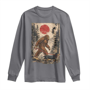 Bigfoot Dachshund Lovers Long Sleeve Shirt Japanese Vintage Graphic Ukiyo-e Art Sasquatch Wiener Dog Gift TS10 Charcoal Print Your Wear