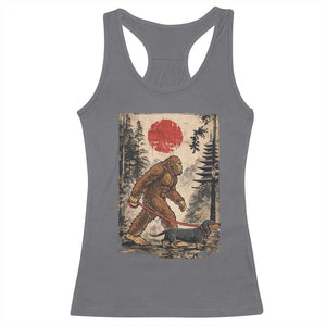 Bigfoot Dachshund Lovers Racerback Tank Top Japanese Vintage Graphic Ukiyo-e Art Sasquatch Wiener Dog Gift TS10 Charcoal Print Your Wear