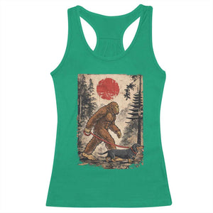 Bigfoot Dachshund Lovers Racerback Tank Top Japanese Vintage Graphic Ukiyo-e Art Sasquatch Wiener Dog Gift TS10 Irish Green Print Your Wear