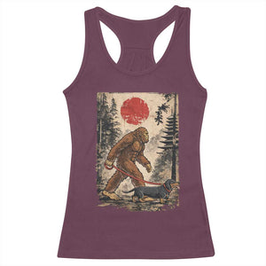 Bigfoot Dachshund Lovers Racerback Tank Top Japanese Vintage Graphic Ukiyo-e Art Sasquatch Wiener Dog Gift TS10 Maroon Print Your Wear