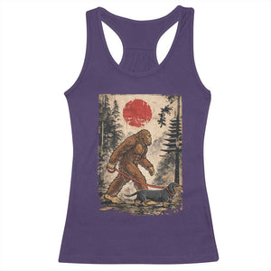 Bigfoot Dachshund Lovers Racerback Tank Top Japanese Vintage Graphic Ukiyo-e Art Sasquatch Wiener Dog Gift TS10 Purple Print Your Wear