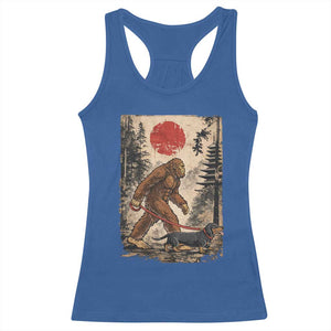 Bigfoot Dachshund Lovers Racerback Tank Top Japanese Vintage Graphic Ukiyo-e Art Sasquatch Wiener Dog Gift TS10 Royal Blue Print Your Wear