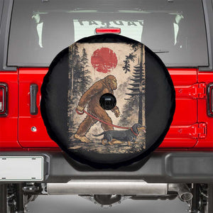 Bigfoot Dachshund Lovers Spare Tire Cover Japanese Vintage Graphic Ukiyo-e Art Sasquatch Wiener Dog Gift TS10 Black Print Your Wear