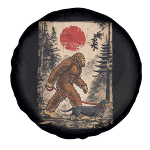 Bigfoot Dachshund Lovers Spare Tire Cover Japanese Vintage Graphic Ukiyo-e Art Sasquatch Wiener Dog Gift TS10 Print Your Wear