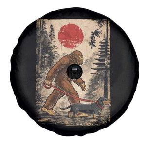 Bigfoot Dachshund Lovers Spare Tire Cover Japanese Vintage Graphic Ukiyo-e Art Sasquatch Wiener Dog Gift TS10 Print Your Wear