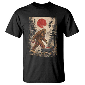 Bigfoot Dachshund Lovers T Shirt Japanese Vintage Graphic Ukiyo-e Art Sasquatch Wiener Dog Gift TS10 Black Print Your Wear