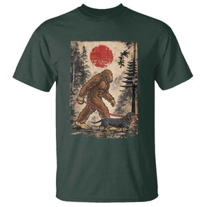 Bigfoot Dachshund Lovers T Shirt Japanese Vintage Graphic Ukiyo-e Art Sasquatch Wiener Dog Gift TS10 Dark Forest Green Print Your Wear