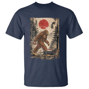 Bigfoot Dachshund Lovers T Shirt Japanese Vintage Graphic Ukiyo-e Art Sasquatch Wiener Dog Gift TS10 Navy Print Your Wear