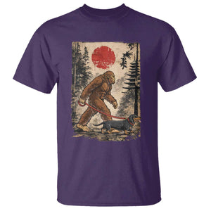 Bigfoot Dachshund Lovers T Shirt Japanese Vintage Graphic Ukiyo-e Art Sasquatch Wiener Dog Gift TS10 Purple Print Your Wear