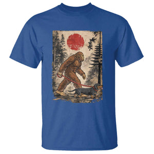 Bigfoot Dachshund Lovers T Shirt Japanese Vintage Graphic Ukiyo-e Art Sasquatch Wiener Dog Gift TS10 Royal Blue Print Your Wear