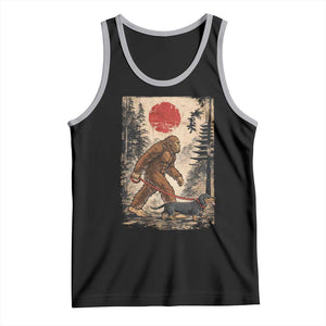 Bigfoot Dachshund Lovers Tank Top Japanese Vintage Graphic Ukiyo-e Art Sasquatch Wiener Dog Gift TS10 Black Athletic Heather Print Your Wear