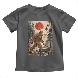 Bigfoot Dachshund Lovers Toddler T Shirt Japanese Vintage Graphic Ukiyo-e Art Sasquatch Wiener Dog Gift TS10 Dark Heather Print Your Wear