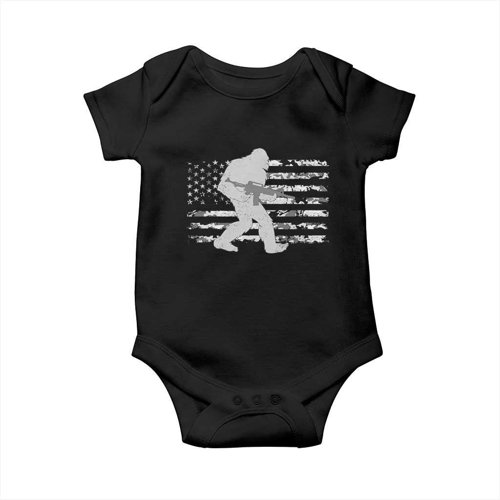 Bigfoot Gun Owner Baby Onesie Camo US American Flag Sasquatch Rifle TS10 Black Print Your Wear