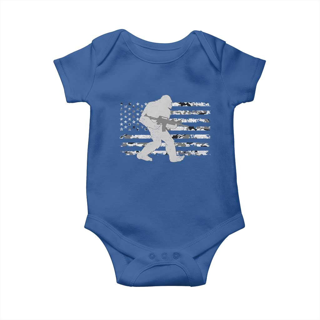 Bigfoot Gun Owner Baby Onesie Camo US American Flag Sasquatch Rifle TS10 Royal Blue Print Your Wear