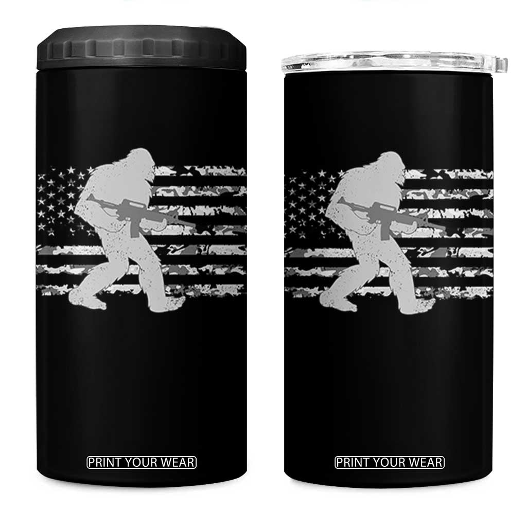 Bigfoot Gun Owner 4 in 1 Can Cooler Tumbler Camo US American Flag Sasquatch Rifle TS10 One Size: 16 oz Black Print Your Wear