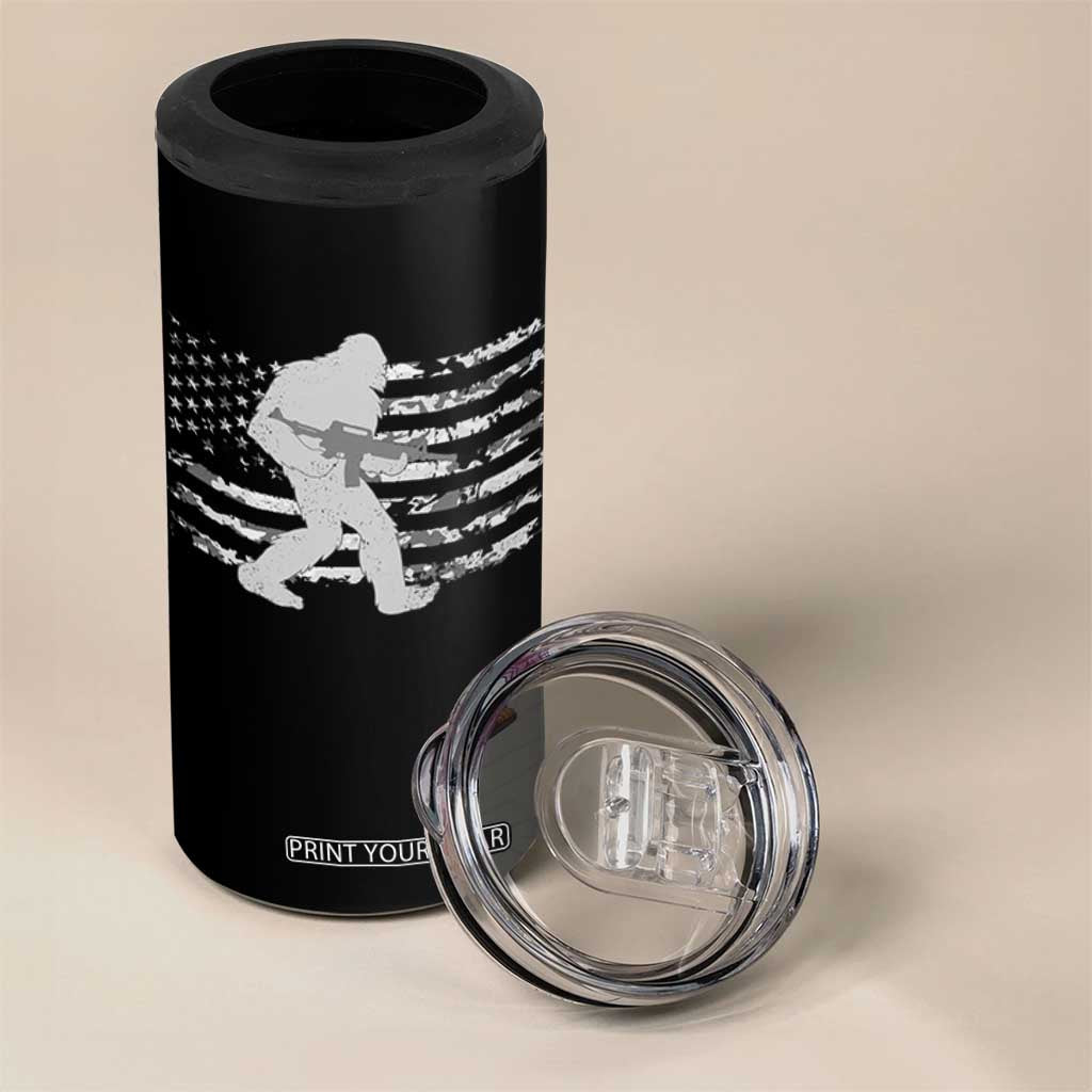 Bigfoot Gun Owner 4 in 1 Can Cooler Tumbler Camo US American Flag Sasquatch Rifle TS10 Print Your Wear