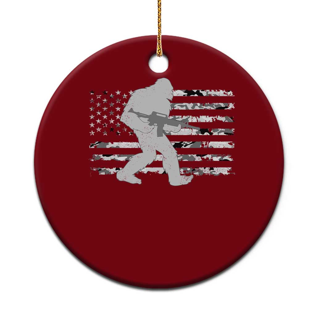 Bigfoot Gun Owner Ceramic Ornament Camo US American Flag Sasquatch Rifle TS10 1pc Red Print Your Wear