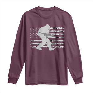 Bigfoot Gun Owner Long Sleeve Shirt Camo US American Flag Sasquatch Rifle TS10 Maroon Print Your Wear