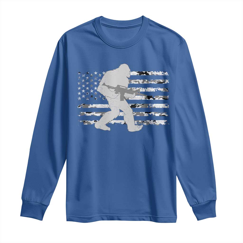 Bigfoot Gun Owner Long Sleeve Shirt Camo US American Flag Sasquatch Rifle TS10 Royal Blue Print Your Wear