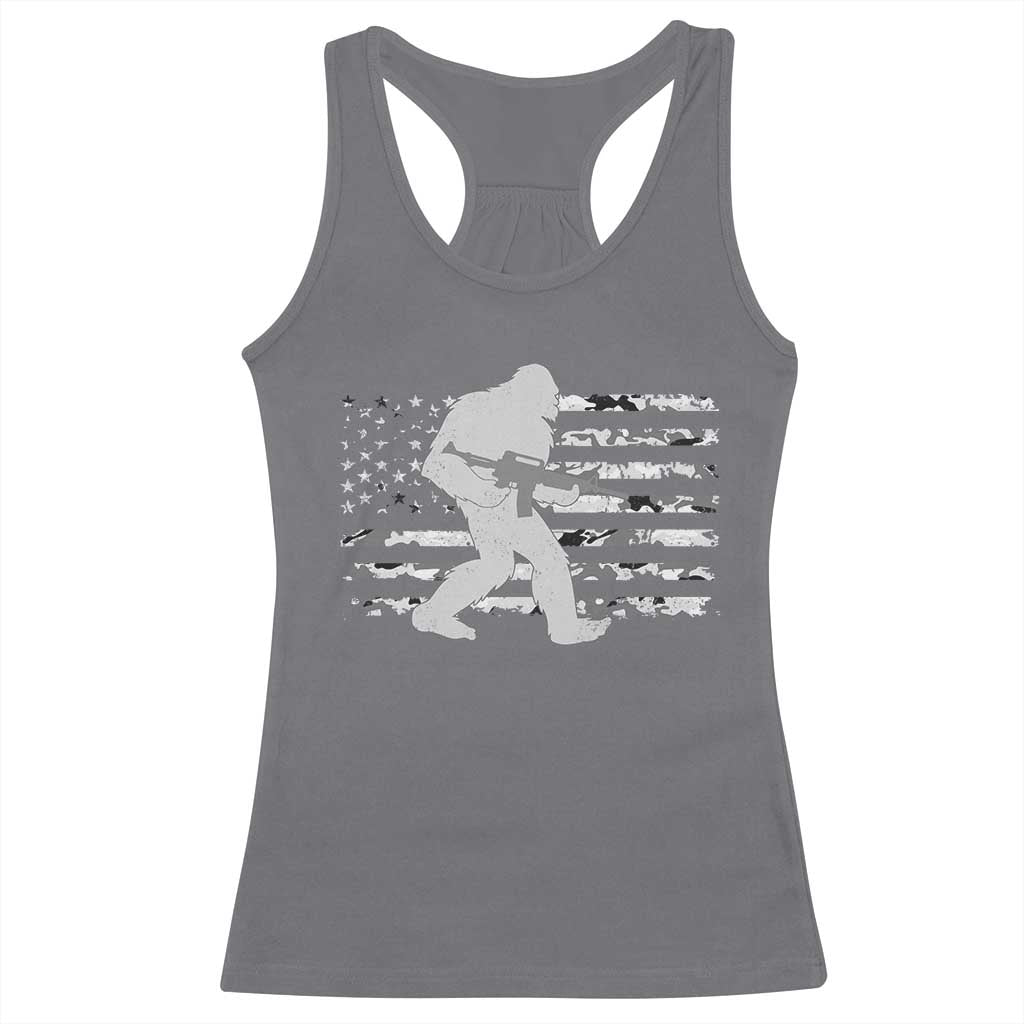 Bigfoot Gun Owner Racerback Tank Top Camo US American Flag Sasquatch Rifle TS10 Charcoal Print Your Wear