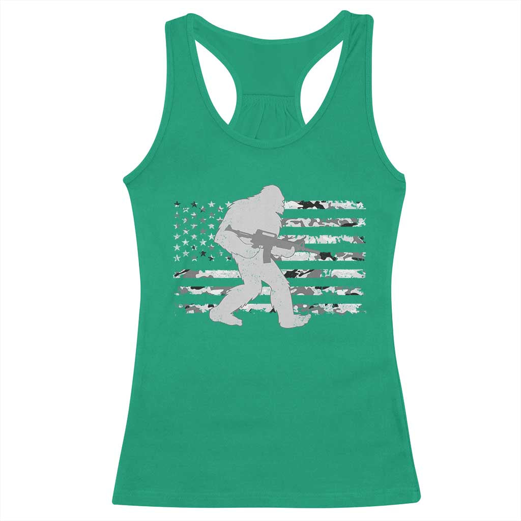 Bigfoot Gun Owner Racerback Tank Top Camo US American Flag Sasquatch Rifle TS10 Irish Green Print Your Wear