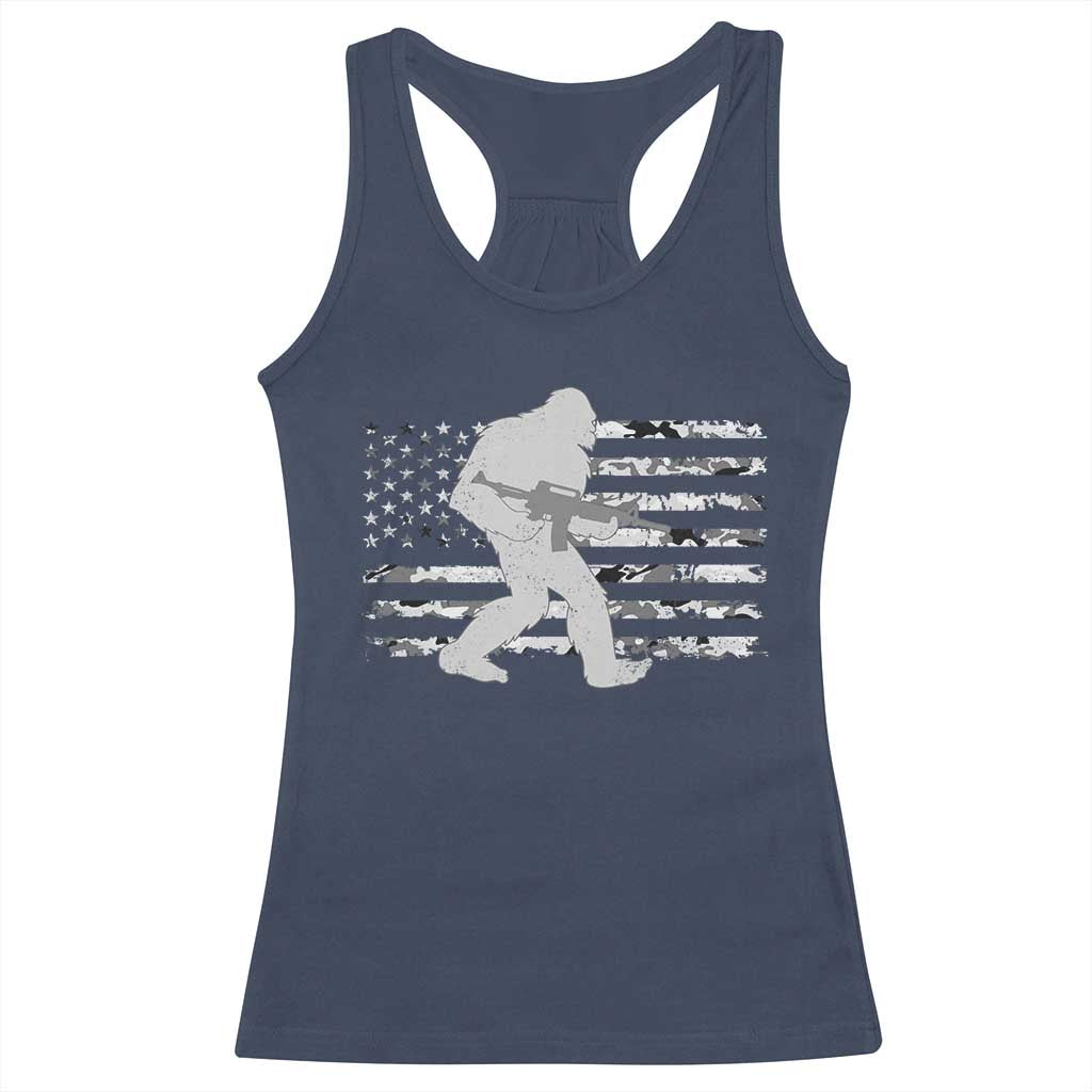 Bigfoot Gun Owner Racerback Tank Top Camo US American Flag Sasquatch Rifle TS10 Navy Print Your Wear