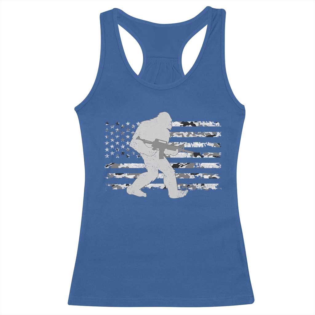 Bigfoot Gun Owner Racerback Tank Top Camo US American Flag Sasquatch Rifle TS10 Royal Blue Print Your Wear