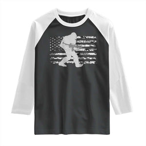 Bigfoot Gun Owner Raglan Shirt Camo US American Flag Sasquatch Rifle TS10 Black White Print Your Wear