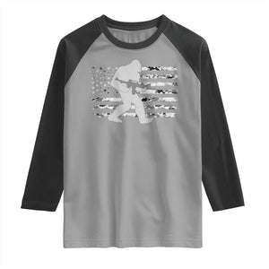 Bigfoot Gun Owner Raglan Shirt Camo US American Flag Sasquatch Rifle TS10 Sport Gray Black Print Your Wear