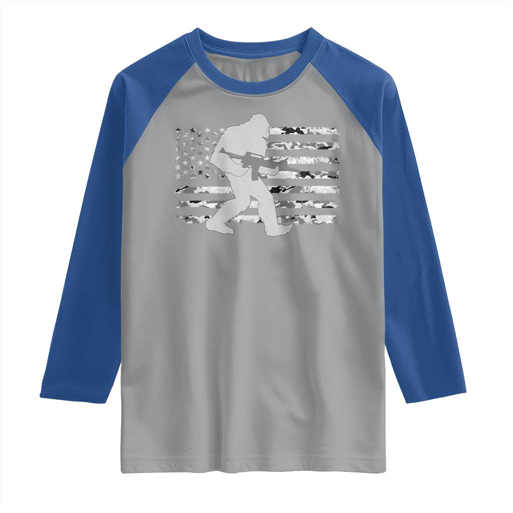 Bigfoot Gun Owner Raglan Shirt Camo US American Flag Sasquatch Rifle TS10 Sport Gray Royal Print Your Wear