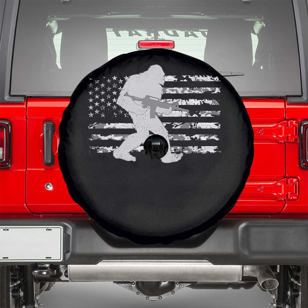 Bigfoot Gun Owner Spare Tire Cover Camo US American Flag Sasquatch Rifle TS10 Black Print Your Wear