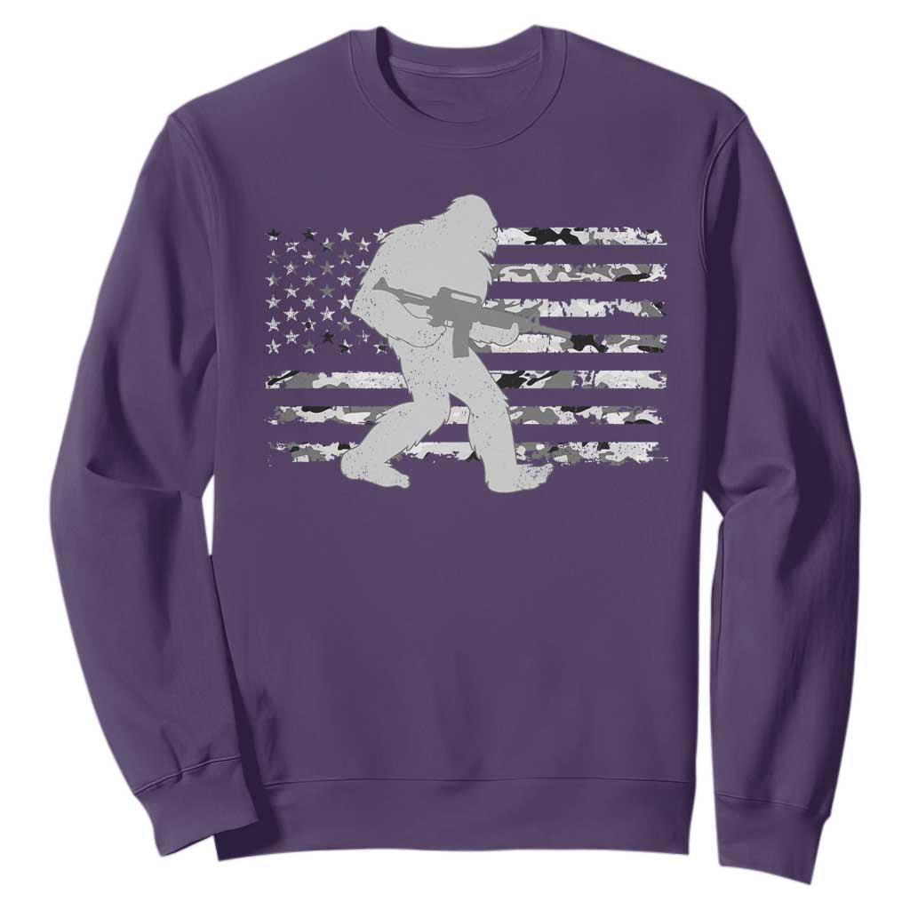 Bigfoot Gun Owner Sweatshirt Camo US American Flag Sasquatch Rifle TS10 Purple Print Your Wear