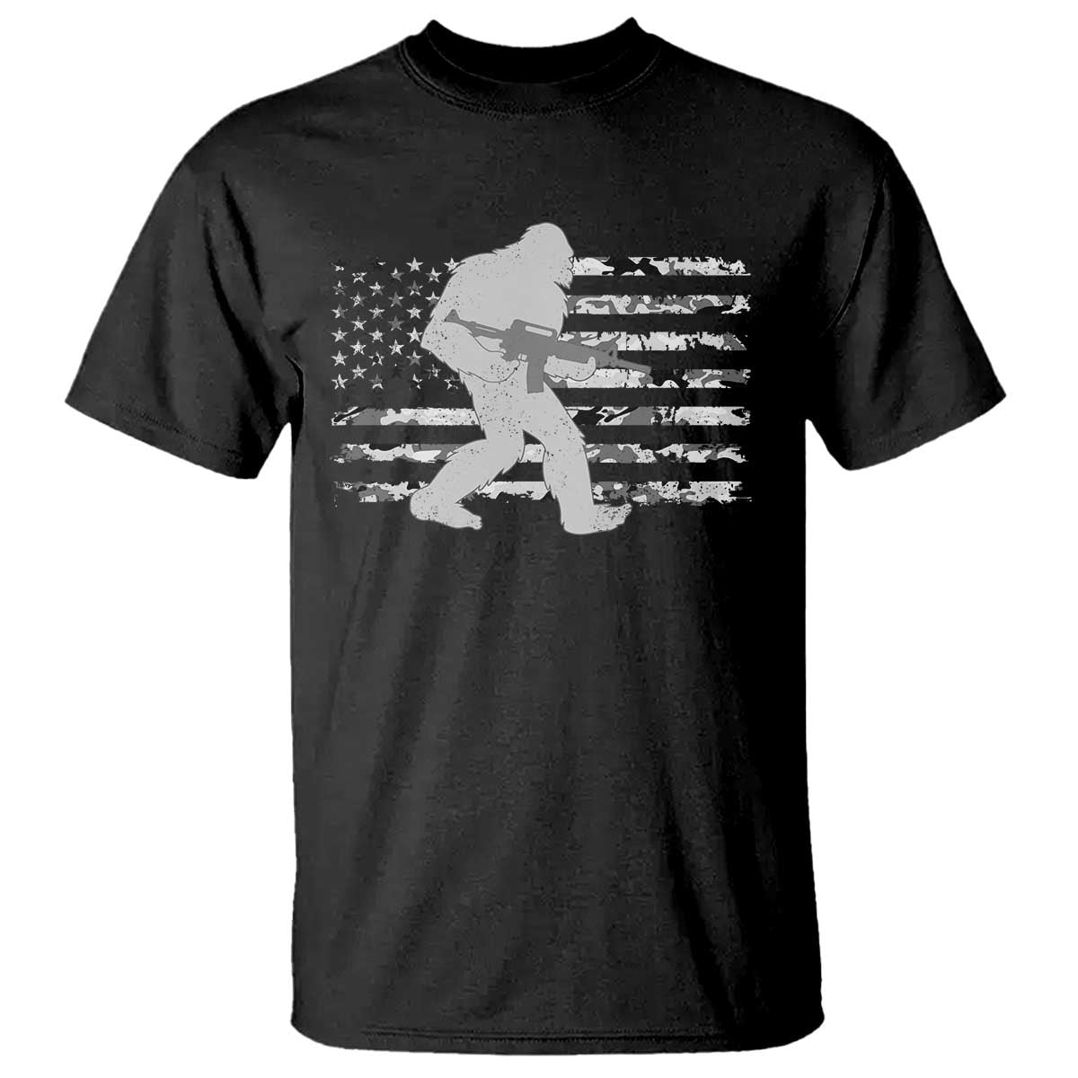 Bigfoot Gun Owner T Shirt Camo US American Flag Sasquatch Rifle TS10 Black Print Your Wear