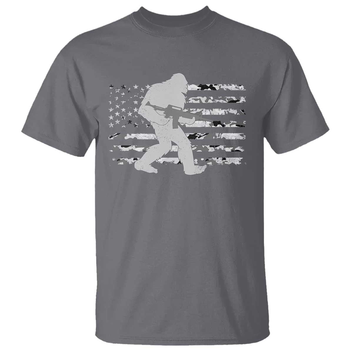 Bigfoot Gun Owner T Shirt Camo US American Flag Sasquatch Rifle TS10 Charcoal Print Your Wear