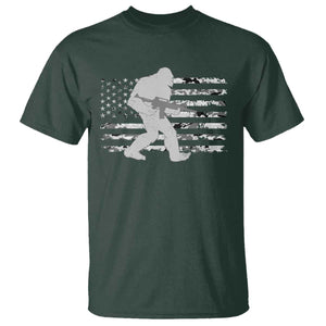 Bigfoot Gun Owner T Shirt Camo US American Flag Sasquatch Rifle TS10 Dark Forest Green Print Your Wear