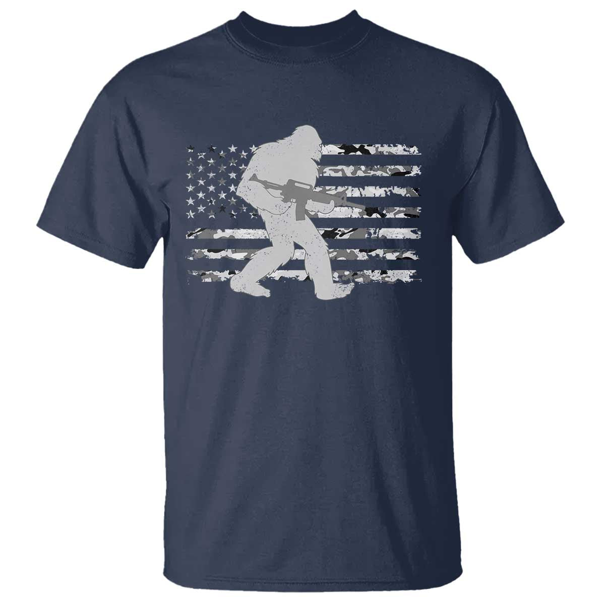Bigfoot Gun Owner T Shirt Camo US American Flag Sasquatch Rifle TS10 Navy Print Your Wear