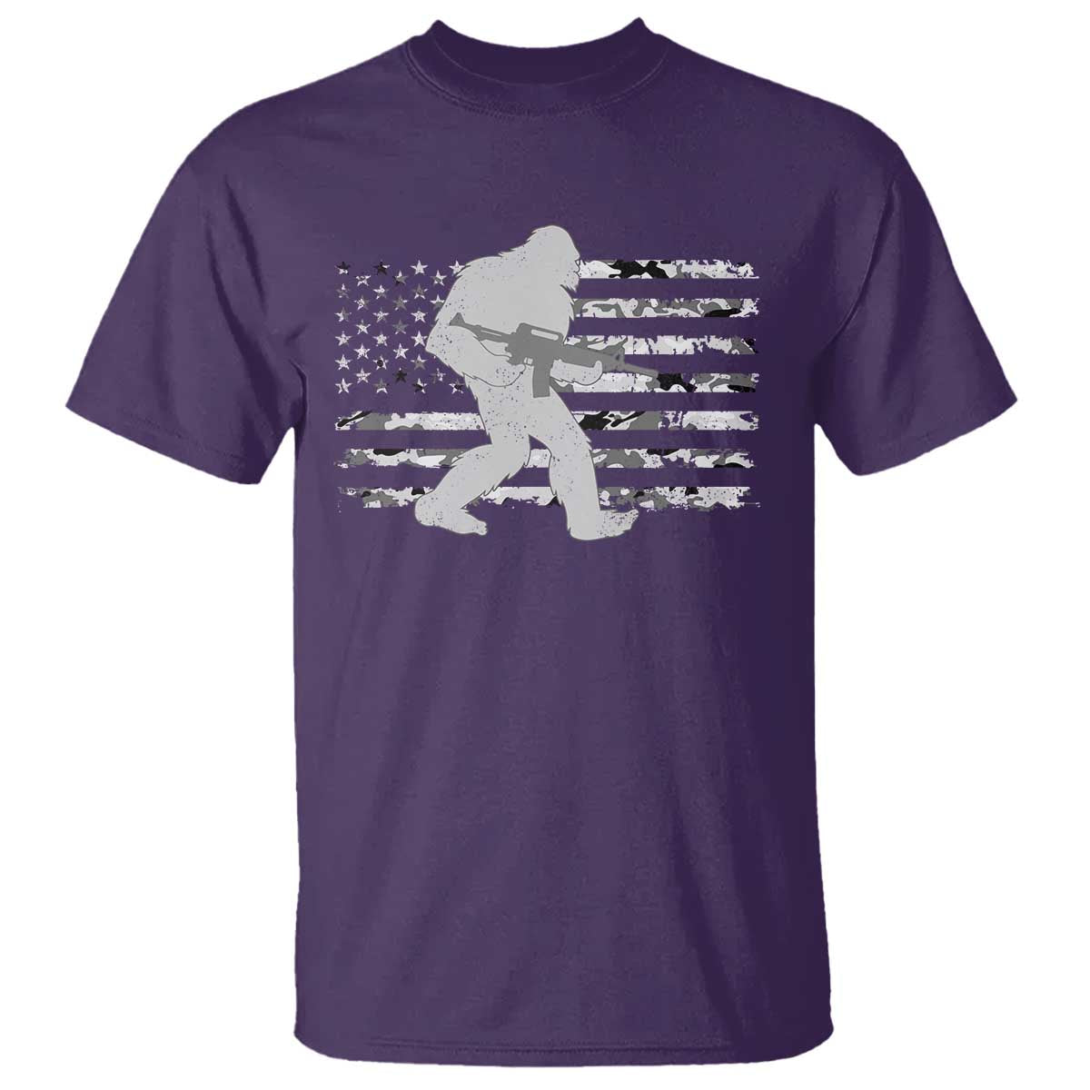 Bigfoot Gun Owner T Shirt Camo US American Flag Sasquatch Rifle TS10 Purple Print Your Wear