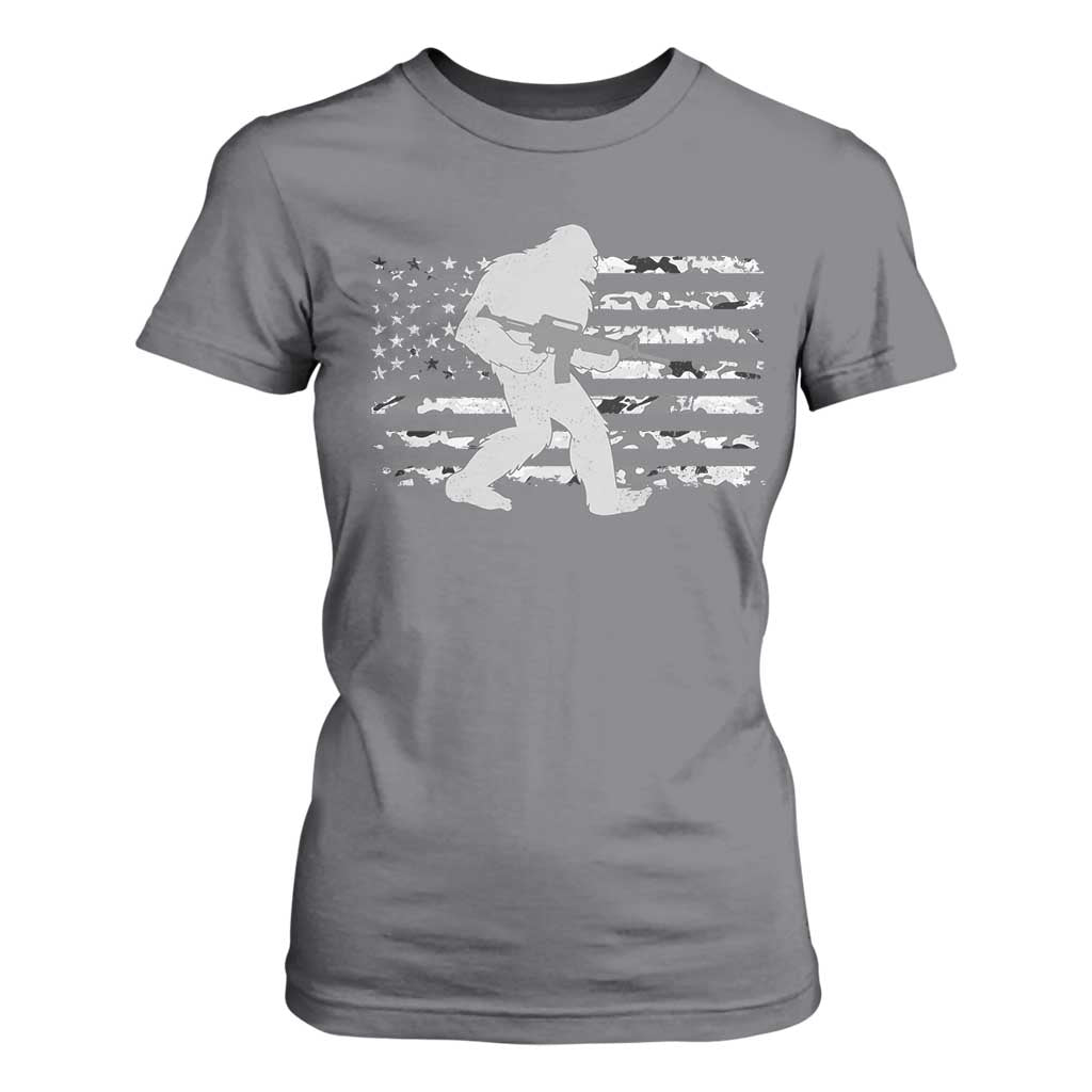 Bigfoot Gun Owner T Shirt For Women Camo US American Flag Sasquatch Rifle TS10 Charcoal Print Your Wear