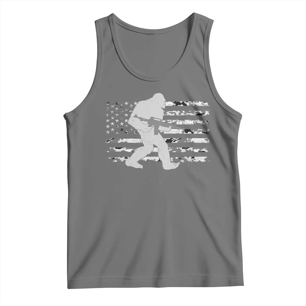 Bigfoot Gun Owner Tank Top Camo US American Flag Sasquatch Rifle TS10 Black Heather Print Your Wear