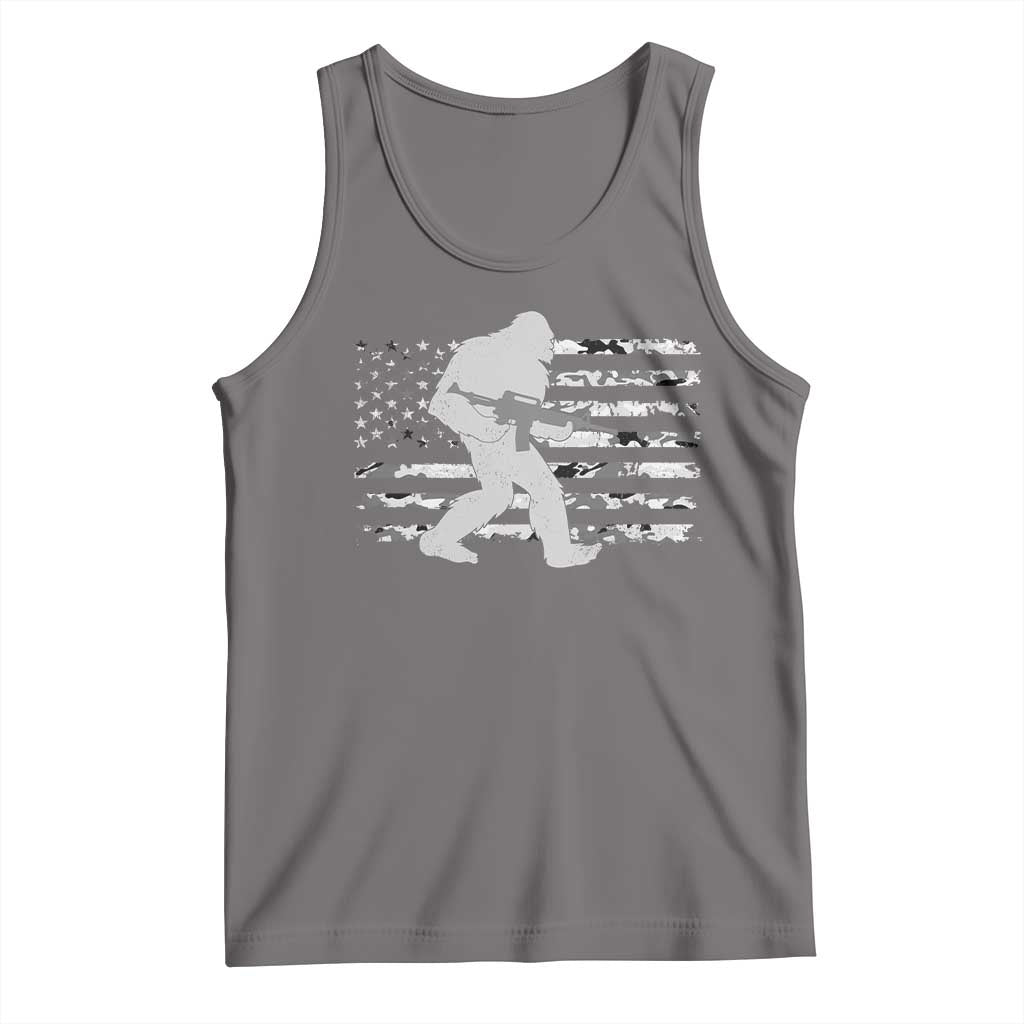 Bigfoot Gun Owner Tank Top Camo US American Flag Sasquatch Rifle TS10 Deep Heather Print Your Wear