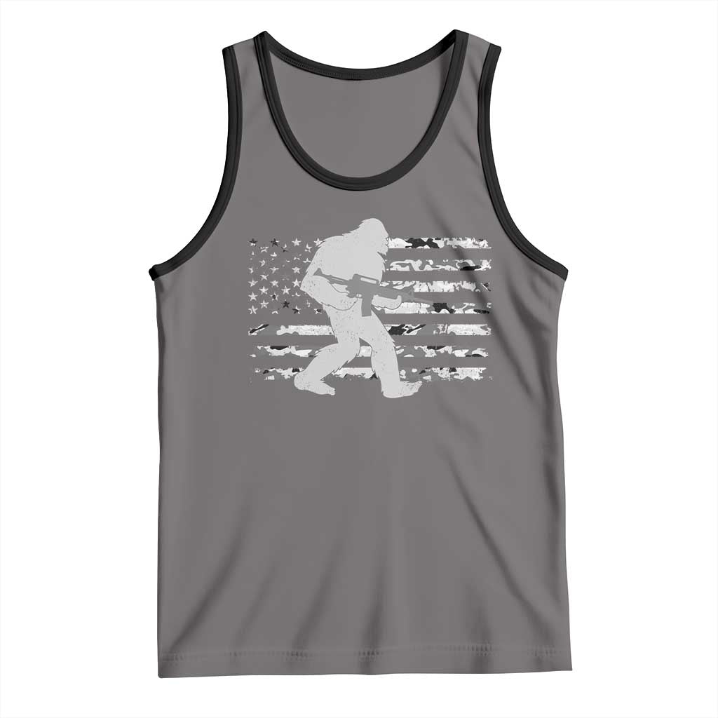 Bigfoot Gun Owner Tank Top Camo US American Flag Sasquatch Rifle TS10 Deep Heather Black Print Your Wear