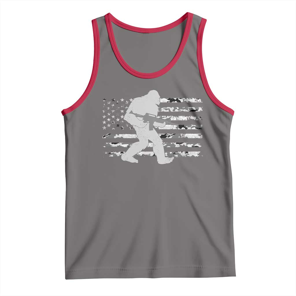 Bigfoot Gun Owner Tank Top Camo US American Flag Sasquatch Rifle TS10 Deep Heather Red Print Your Wear