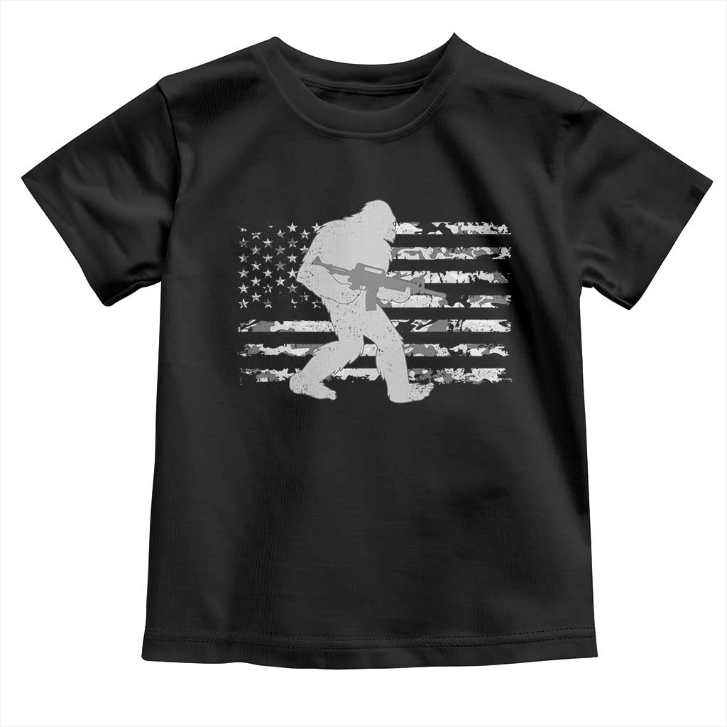 Bigfoot Gun Owner Toddler T Shirt Camo US American Flag Sasquatch Rifle TS10 Black Print Your Wear