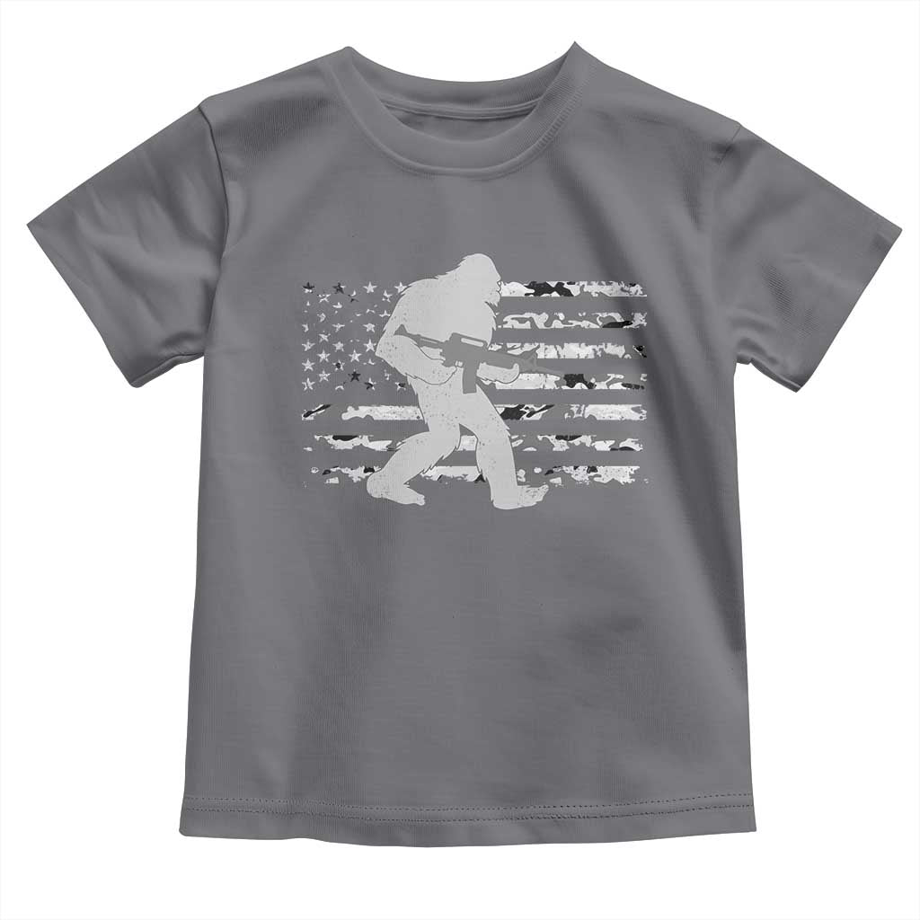 Bigfoot Gun Owner Toddler T Shirt Camo US American Flag Sasquatch Rifle TS10 Charcoal Print Your Wear