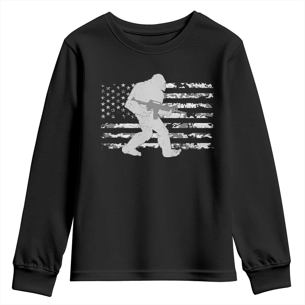 Bigfoot Gun Owner Youth Sweatshirt Camo US American Flag Sasquatch Rifle TS10 Black Print Your Wear